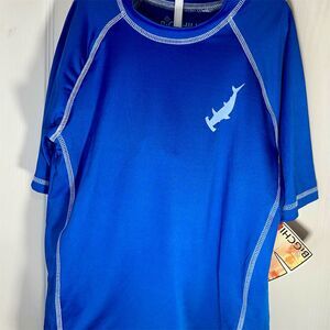 Big Chill Boys' Shark Rash Guard Swim Shirt UPF 50+ Blue Size 14 NWT